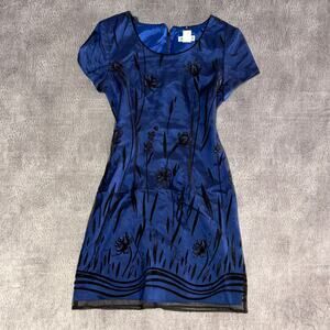 Vintage Taurus Midnight Blue Floral Mini Dress